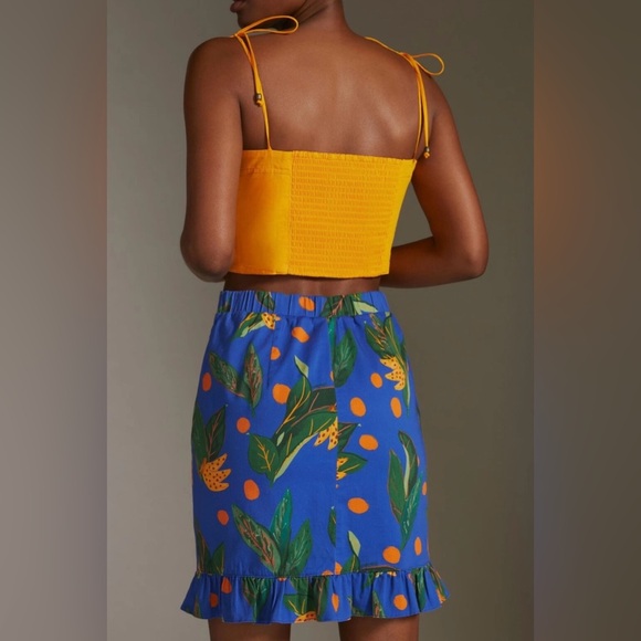 Farm Rio Tropical Print Ruched Ruffled Mini Skirt, Size XS - Picture 5 of 12